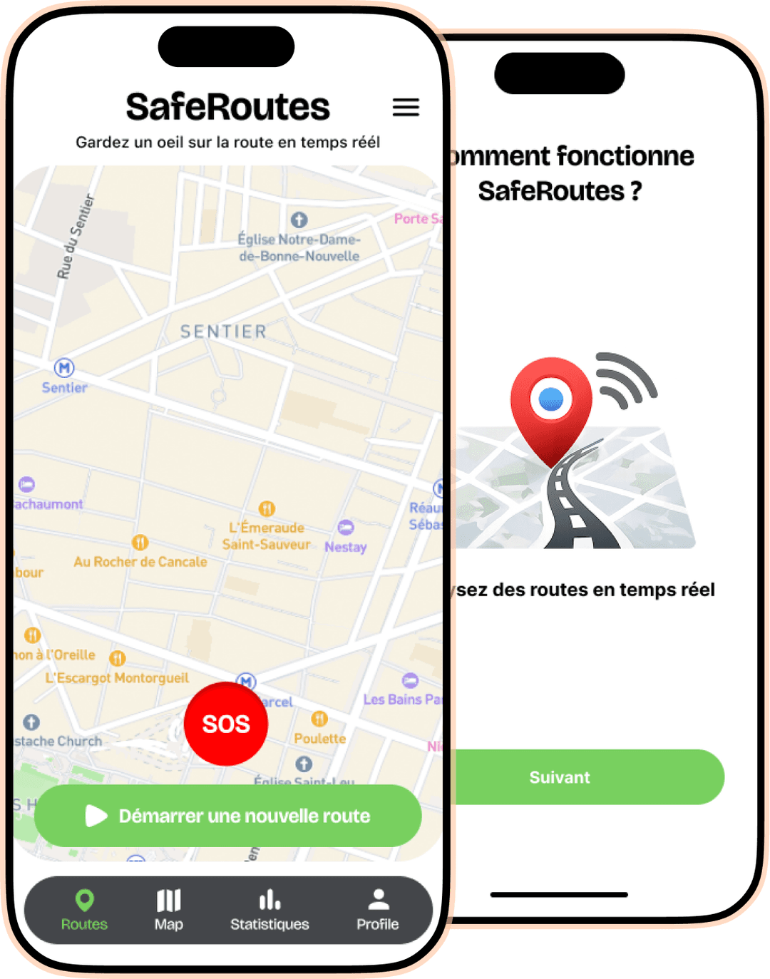 SafeRoutes - Démonstration de l'application mobile